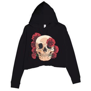 Floral Skull Crop Fleece Hoodie