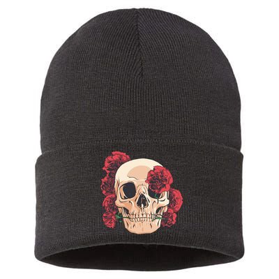 Floral Skull Sustainable Knit Beanie