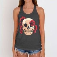 Floral Skull Women's Knotted Racerback Tank