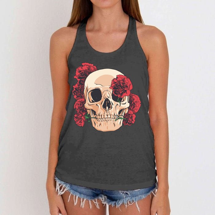 Floral Skull Women's Knotted Racerback Tank