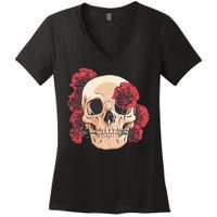 Floral Skull Women's V-Neck T-Shirt