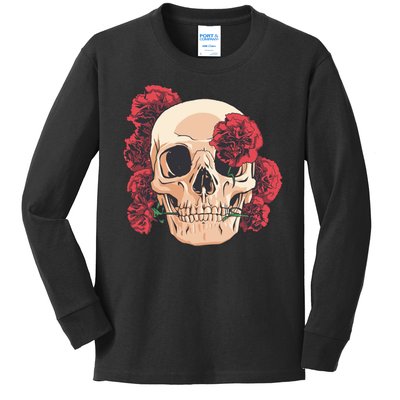 Floral Skull Kids Long Sleeve Shirt