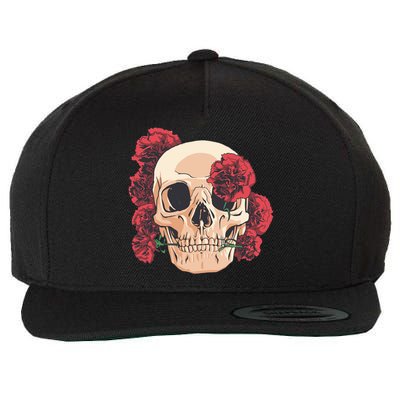 Floral Skull Wool Snapback Cap