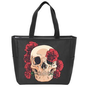 Floral Skull Zip Tote Bag