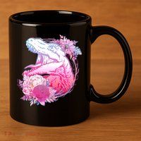 Floral T-Rex 11oz C Handle Ceramic Mug