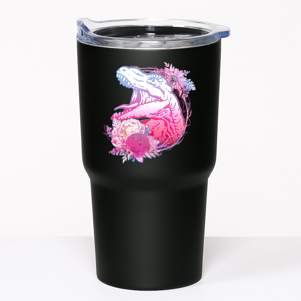 Floral T-Rex Tumbler