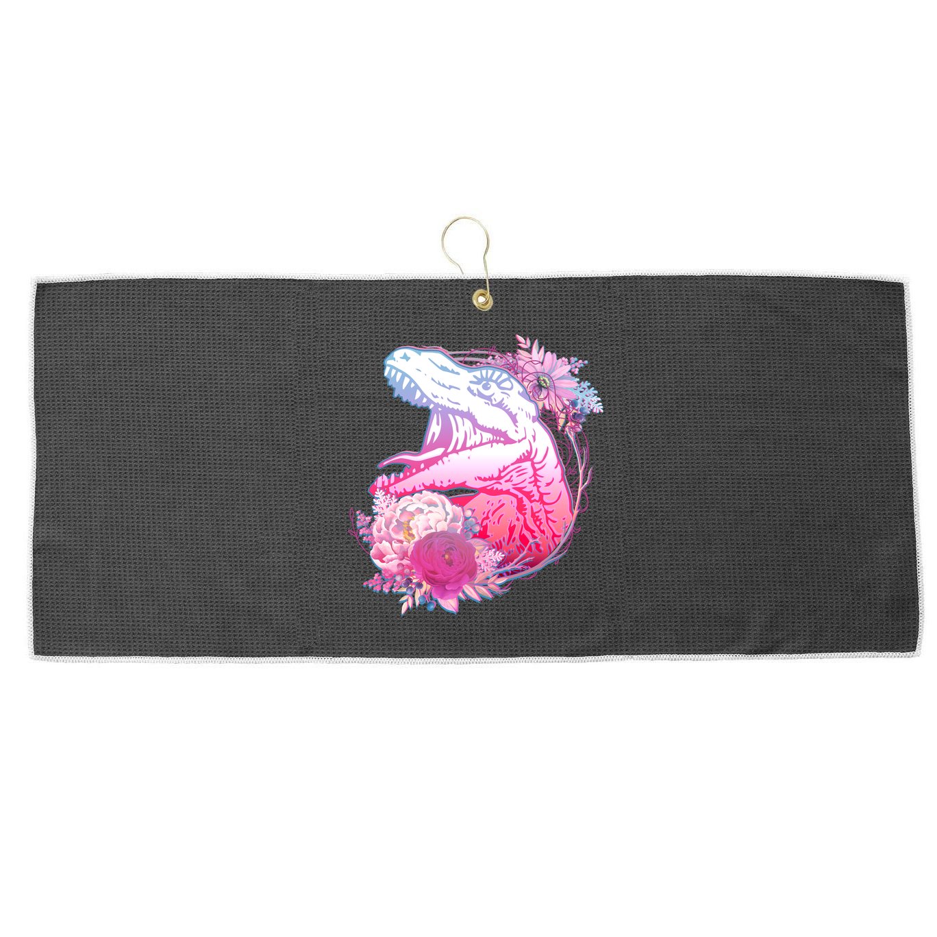 Floral T-Rex Large Microfiber Waffle Golf Towel