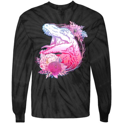 Floral T-Rex Tie-Dye Long Sleeve Shirt
