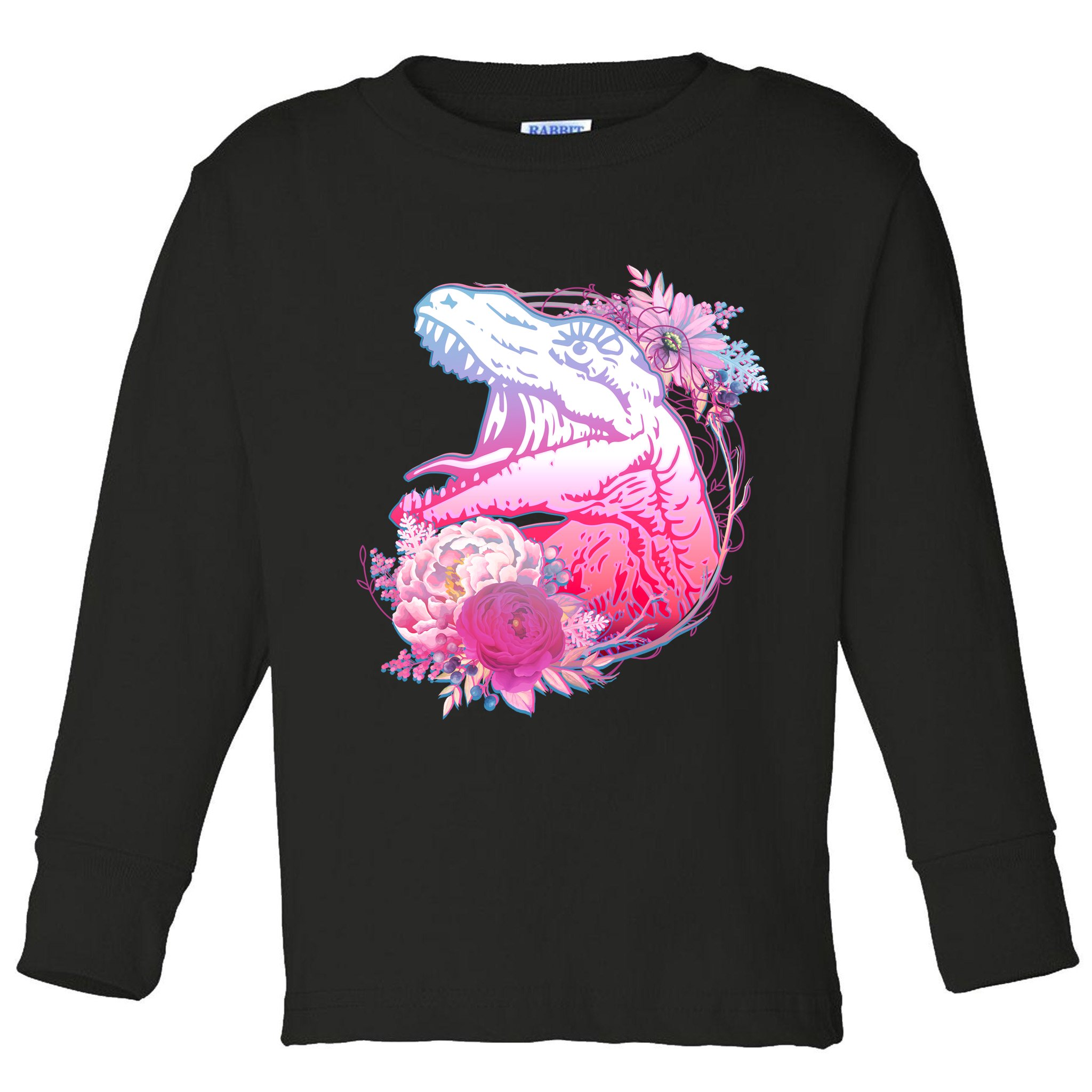 Floral T-Rex Toddler Long Sleeve Shirt