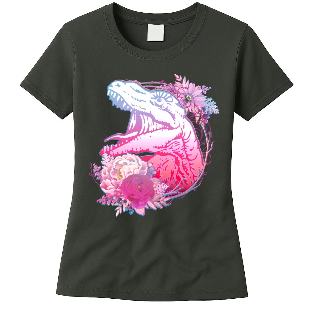 Floral T-Rex Womens T-Shirt