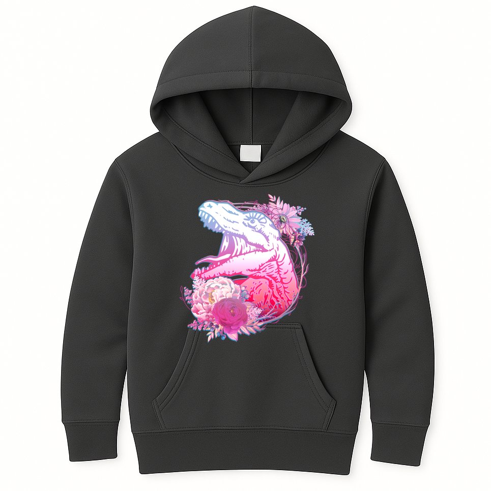 Floral T-Rex Kids Hoodie