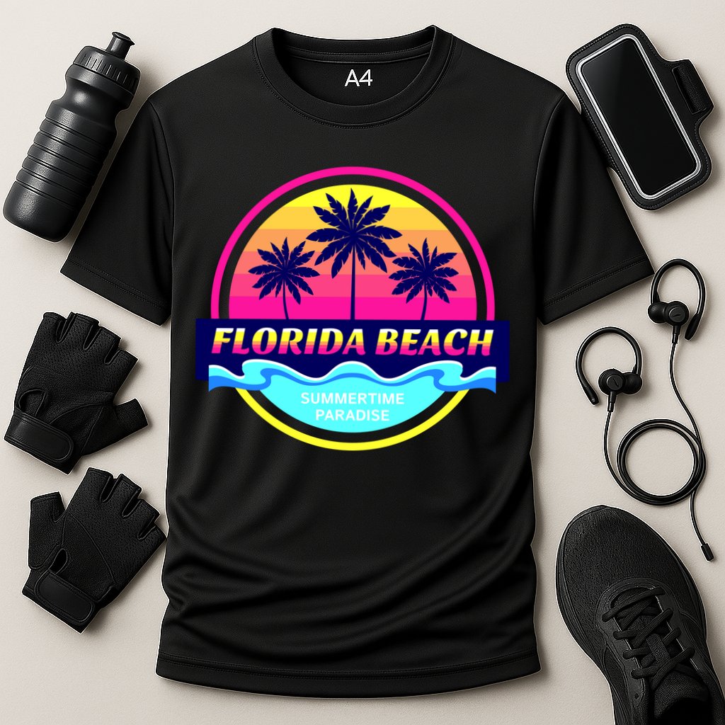 Florida Beach Retro Cooling Performance Crew T-Shirt