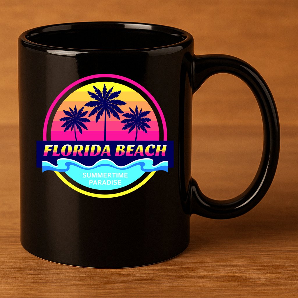 Florida Beach Retro 11oz C Handle Ceramic Mug
