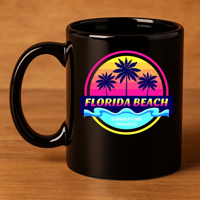 Florida Beach Retro 11oz C Handle Ceramic Mug