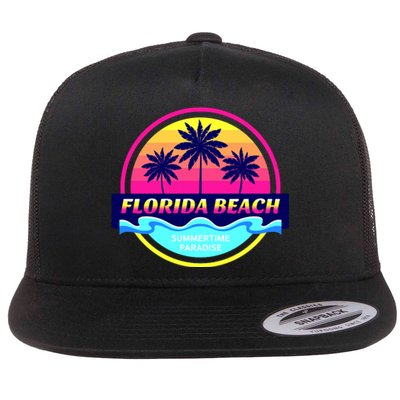 Florida Beach Retro Flat Bill Trucker Hat