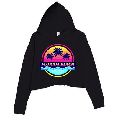 Florida Beach Retro Crop Fleece Hoodie