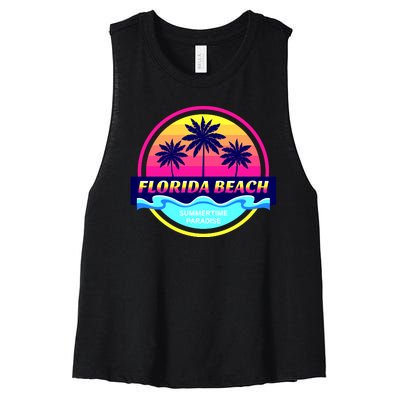 Florida Beach Retro Women's Racerback Cropped Tank