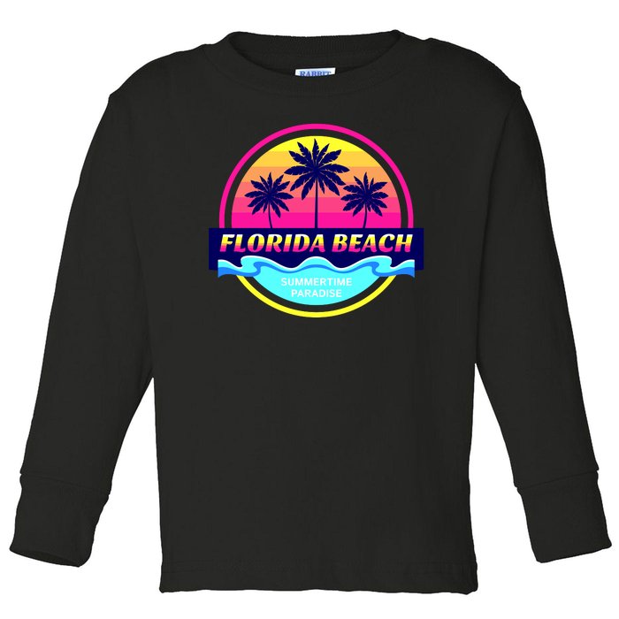 Florida Beach Retro Toddler Long Sleeve Shirt