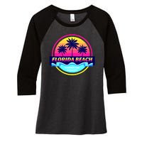 Florida Beach Retro Women's Tri-Blend 3/4-Sleeve Raglan Shirt