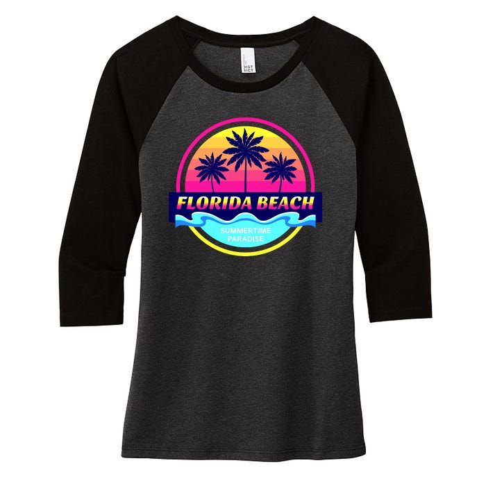 Florida Beach Retro Women's Tri-Blend 3/4-Sleeve Raglan Shirt