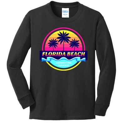 Florida Beach Retro Kids Long Sleeve Shirt