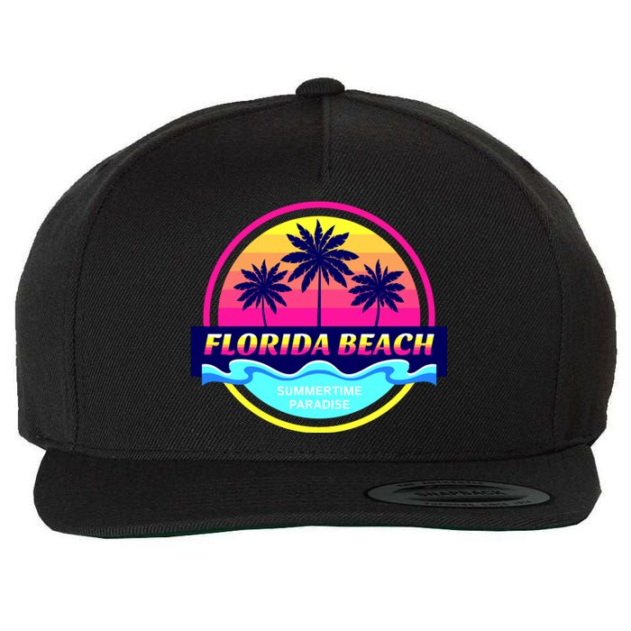 Florida Beach Retro Wool Snapback Cap