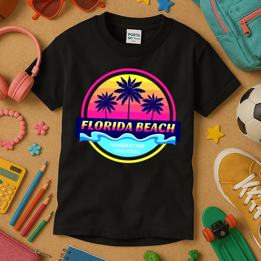 Florida Beach Retro Kids T-Shirt