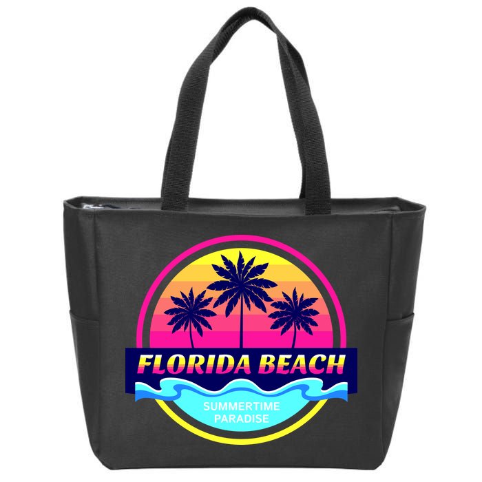 Florida Beach Retro Zip Tote Bag