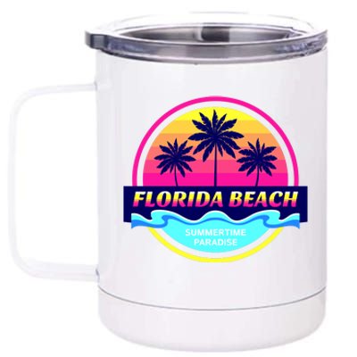 Florida Beach Retro 12 oz Stainless Steel Tumbler Cup