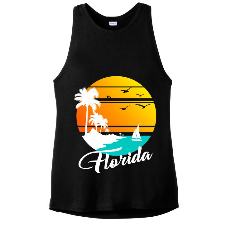 Florida Beach Sunset Ladies PosiCharge Tri-Blend Wicking Tank