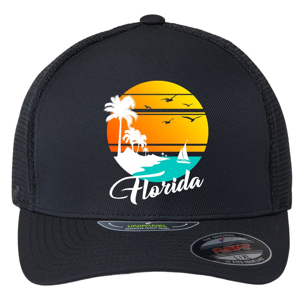 Florida Beach Sunset Flexfit Unipanel Trucker Cap