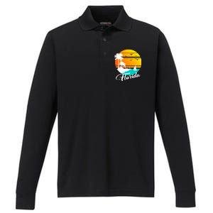 Florida Beach Sunset Performance Long Sleeve Polo