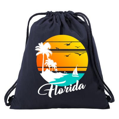 Florida Beach Sunset Drawstring Bag