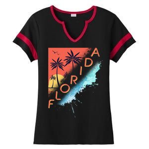 Florida Beach Vacation Ladies Halftime Notch Neck Tee