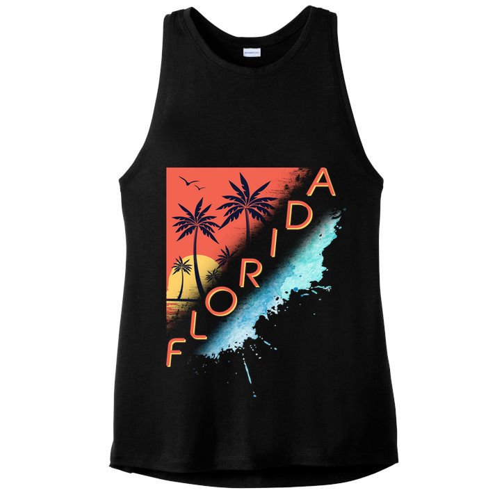 Florida Beach Vacation Ladies PosiCharge Tri-Blend Wicking Tank