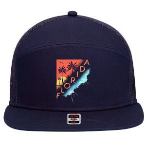 Florida Beach Vacation 7 Panel Mesh Trucker Snapback Hat