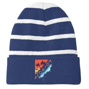 Florida Beach Vacation Striped Beanie with Solid Band