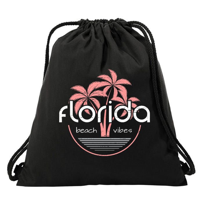 Florida Beach Vibes Retro  Drawstring Bag
