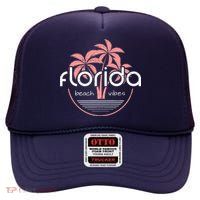 Florida Beach Vibes Retro  High Crown Mesh Back Trucker Hat