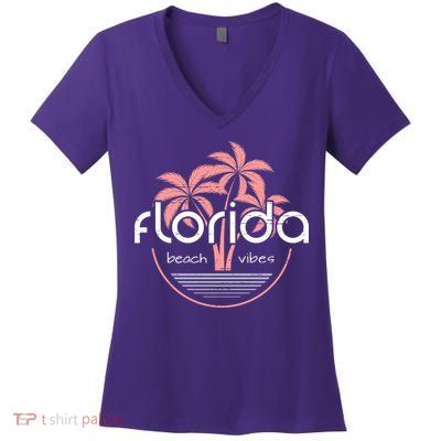 Florida Beach Vibes Retro  Women's V-Neck T-Shirt