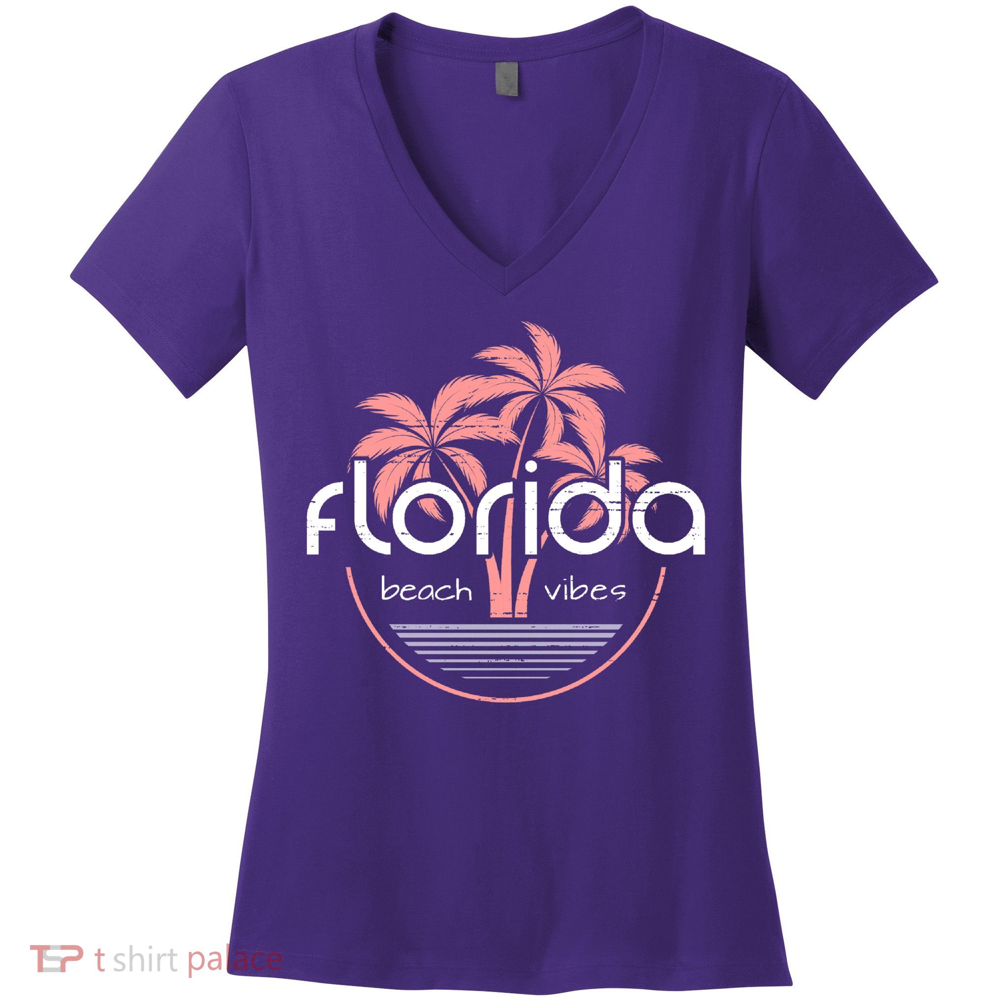 Florida Beach Vibes Retro  Women's V-Neck T-Shirt