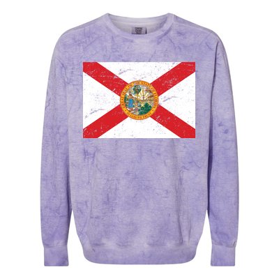 Florida Flag Distressed Vintage Colorblast Crewneck Sweatshirt