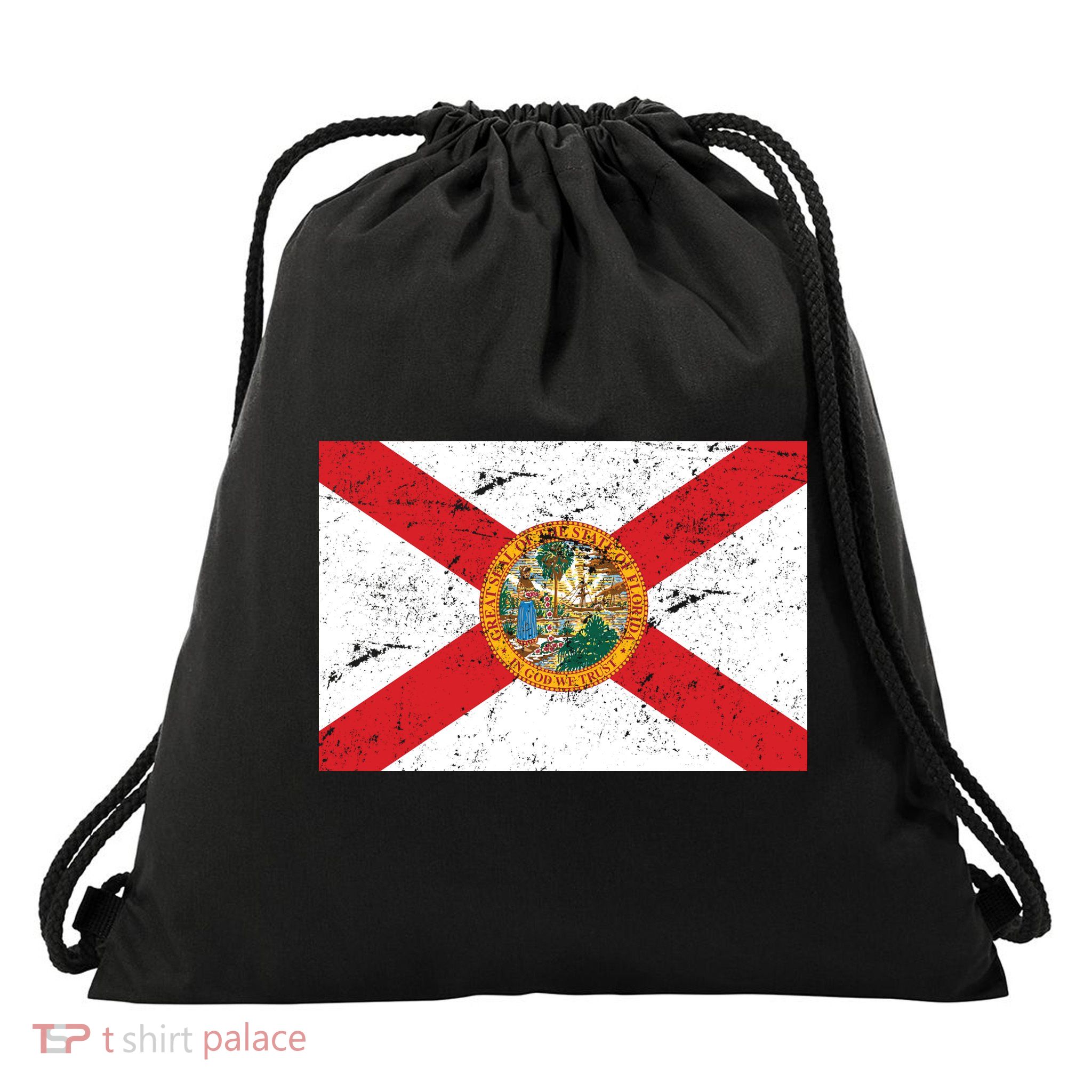 Florida Flag Distressed Vintage Drawstring Bag