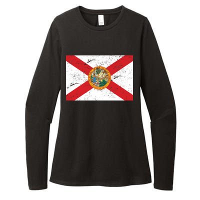 Florida Flag Distressed Vintage Womens CVC Long Sleeve Shirt