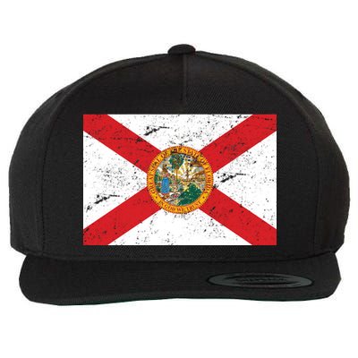 Florida Flag Distressed Vintage Wool Snapback Cap