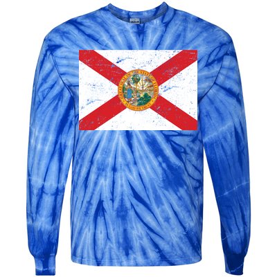 Florida Flag Distressed Vintage Tie-Dye Long Sleeve Shirt