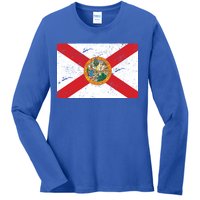 Florida Flag Distressed Vintage Ladies Long Sleeve Shirt