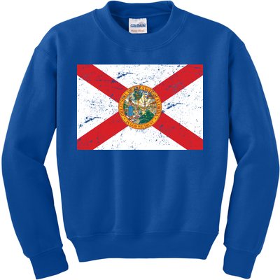 Florida Flag Distressed Vintage Kids Sweatshirt