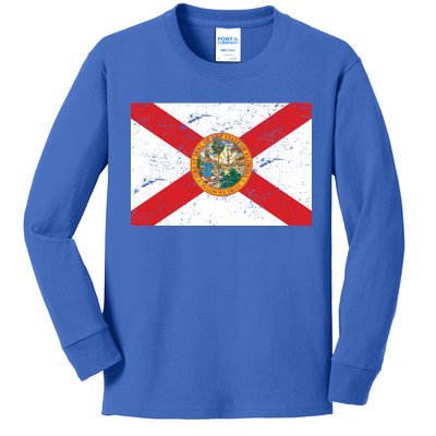 Florida Flag Distressed Vintage Kids Long Sleeve Shirt