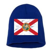 Florida Flag Distressed Vintage Short Acrylic Beanie